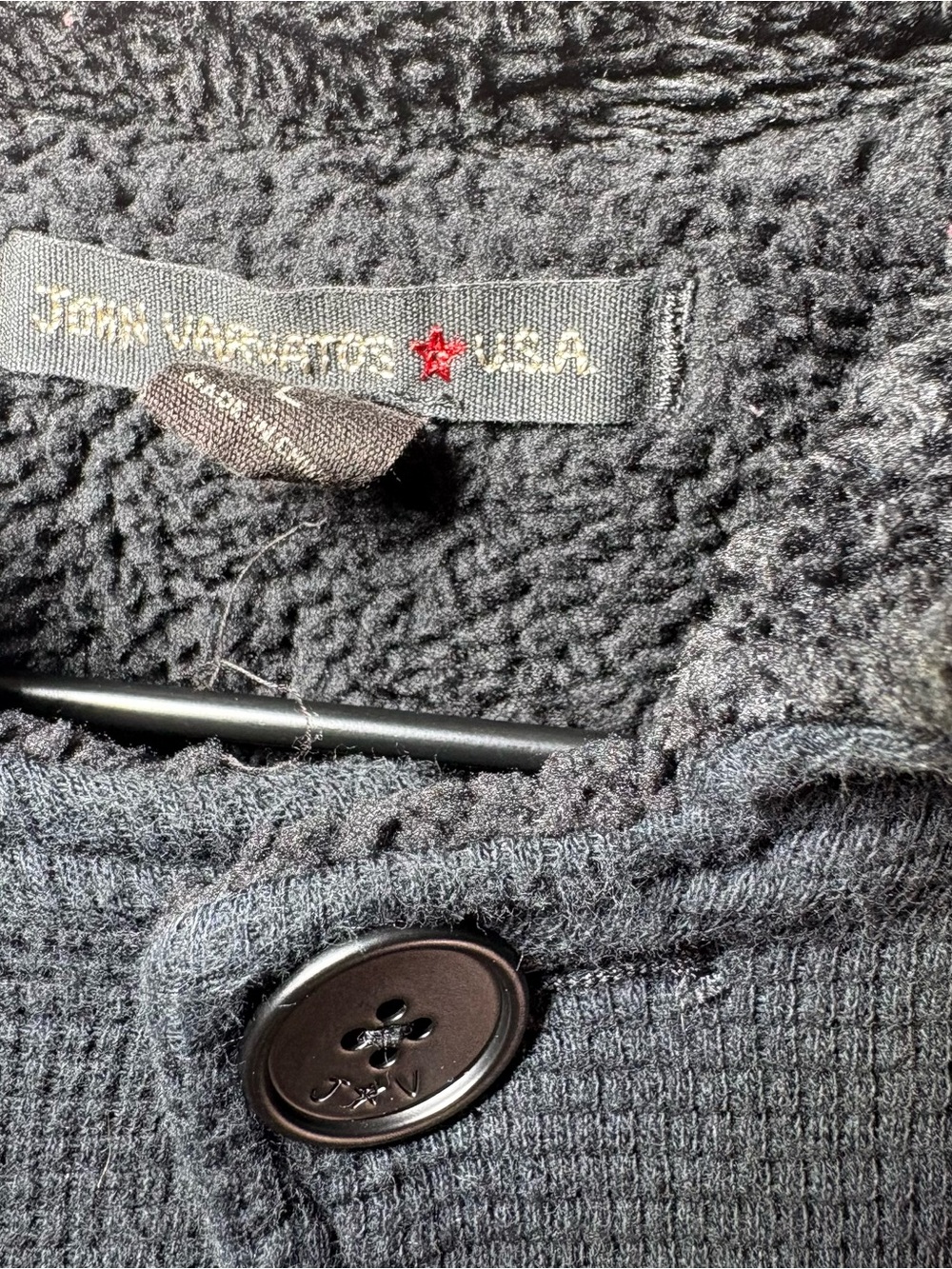 John Varvatos USA Black Sherpa Lined Waffle Knit Sweater Jacket Large - Picture 6 of 9